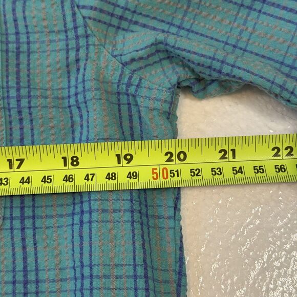 Patagonia Puckerware Button Up Shirt Mens Small Blue Plaid Seersucker - Picture 8 of 10